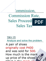 Commission, Commission Rate, Sales Proceeds and Sales Tax