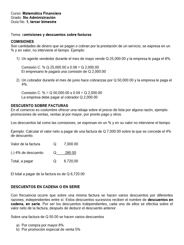 Comisiones y Descuentos en Facturas | PDF | Factura | Economias