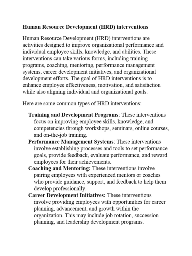 Human Resource Development (HRD) Interventions PDF
