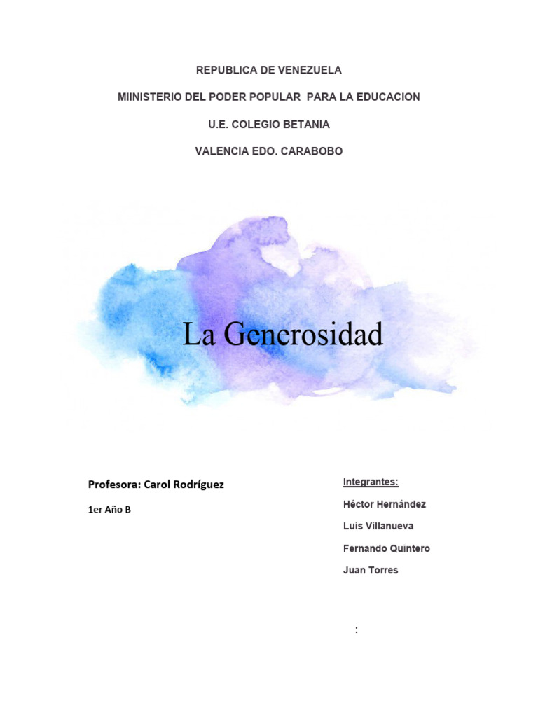 La Generosidad: Valor y Educación | PDF | Amor | Felicidad
