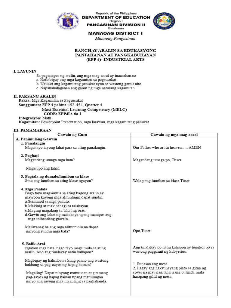 Masusing Banghay Aralin Sa EPP IV | PDF