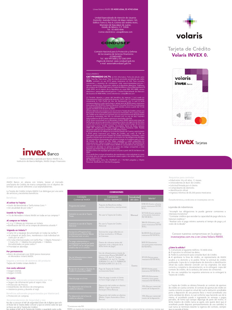 Beneficios de la Tarjeta Volaris INVEX 0 | PDF | Tarjeta de crédito ...
