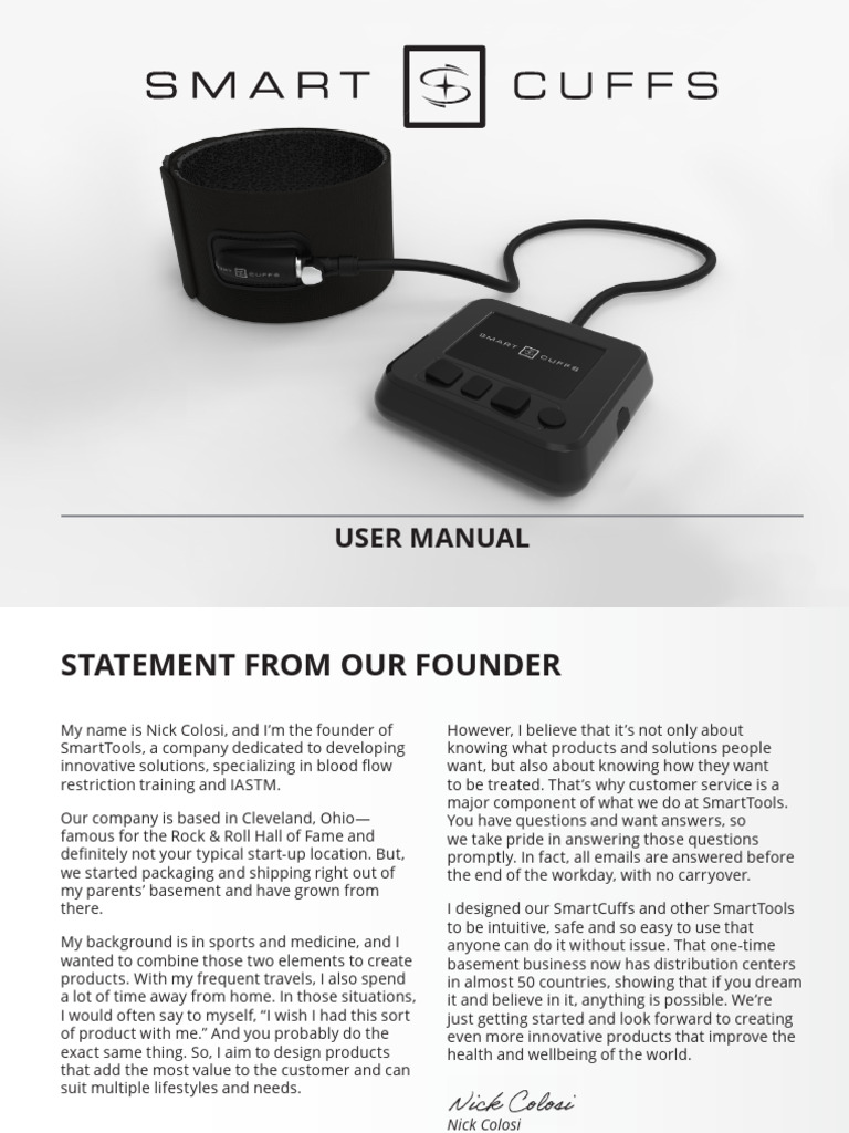 SmartCuffs User Manual & Safety Guide | PDF | Vein | Medical Specialties
