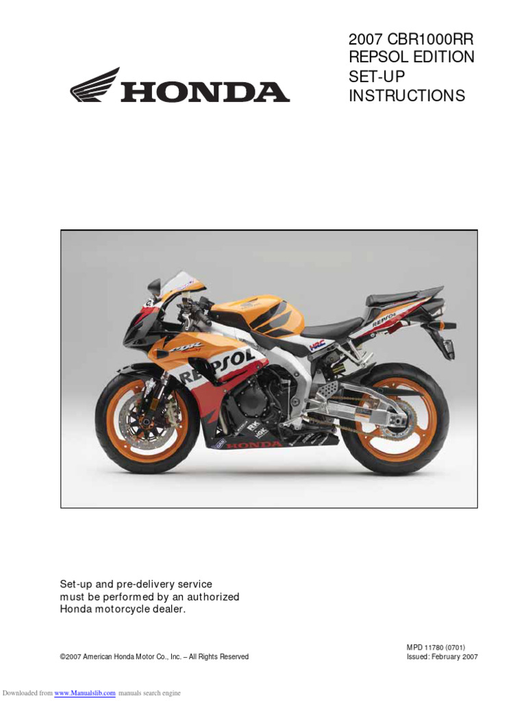 2007 CBR1000RR Repsol Set-Up Manual | PDF | Screw
