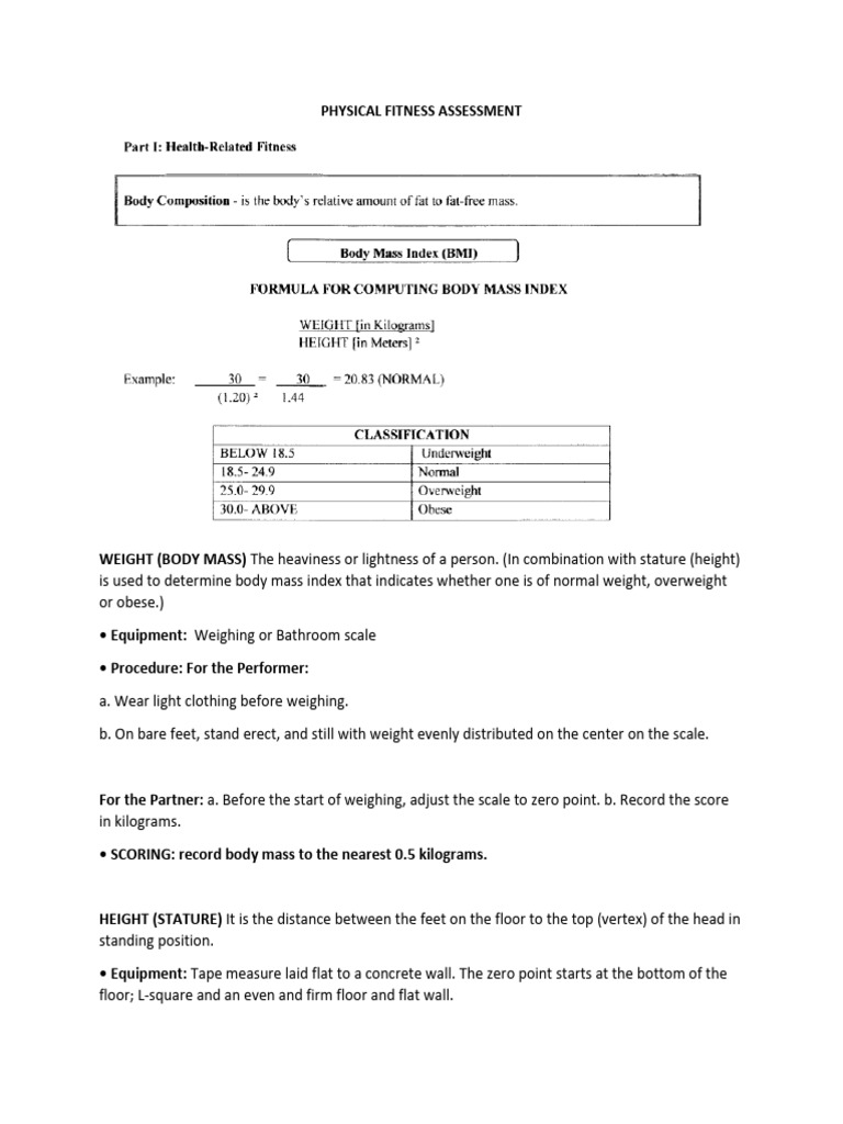 Physical Fitness Assessment Guide | PDF | Wellness