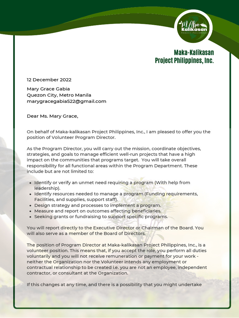 MPP Inc.-Offer-Letter-Mary Grace Gabia | PDF | Employment | Business