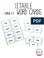 Sight Word Cards: Editable