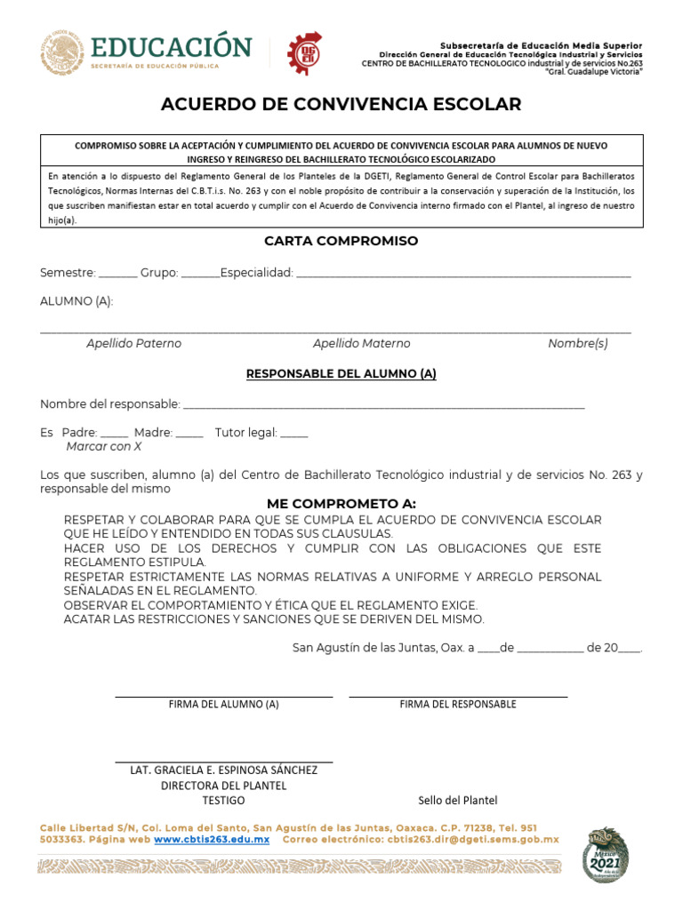 Acuerdo de Convivencia Escolar Ene2022 | PDF | Maestros | Salón de clases