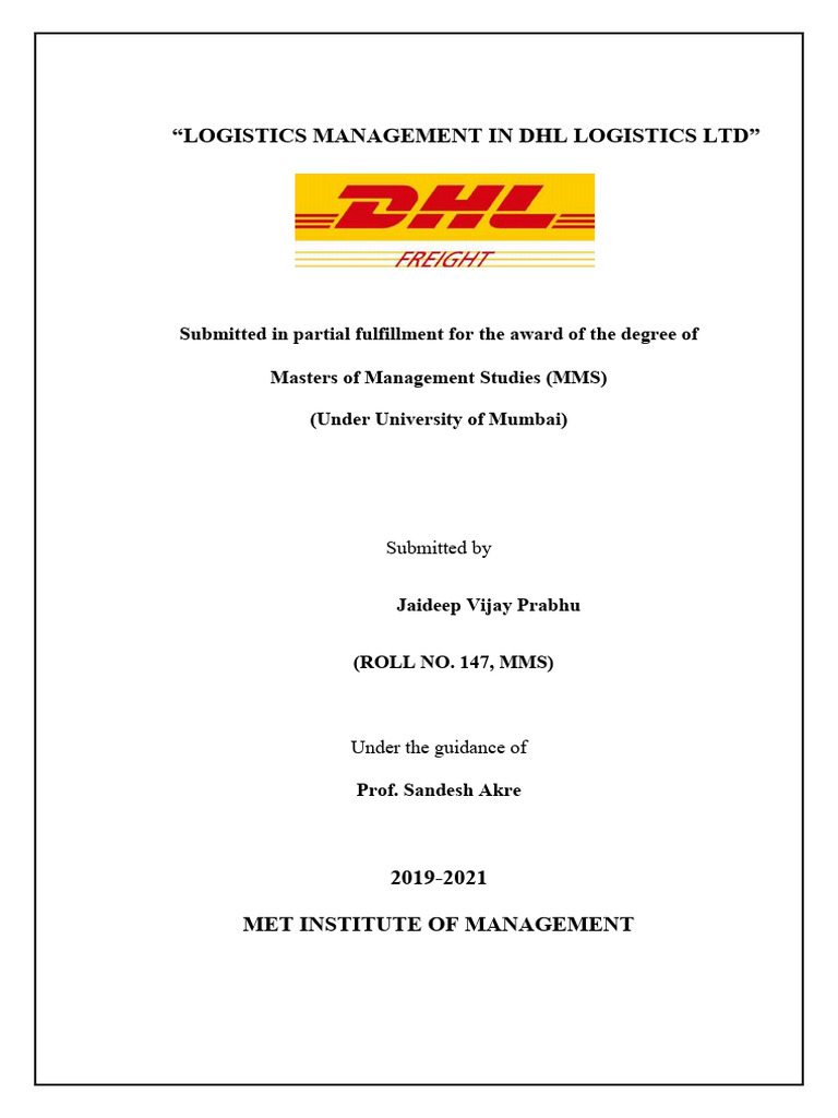 DHL Logistics Management Overview | PDF | Logistics | Supply Chain