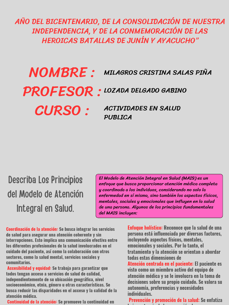 Principios del Modelo de Atención Integral | PDF | Cuidado de la salud ...