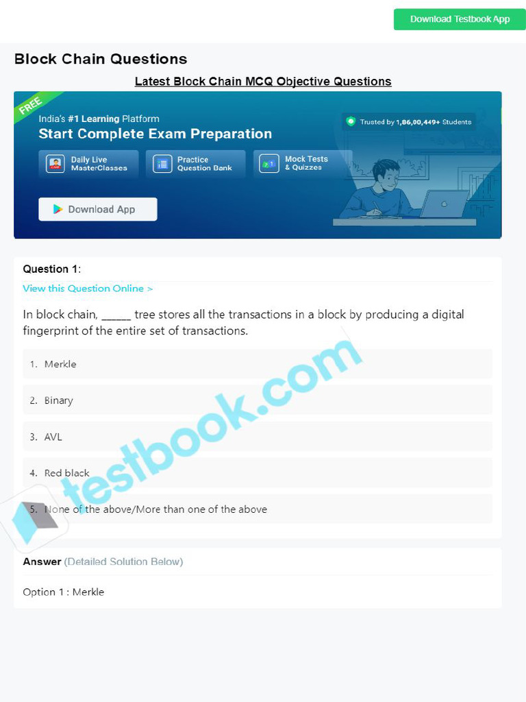 Multiple Choice Questions On BlockChain Technology | PDF