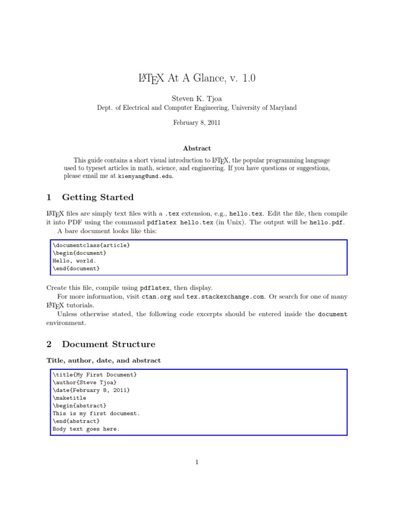 Quick Guide to LaTeX Basics | PDF | Te X | Text