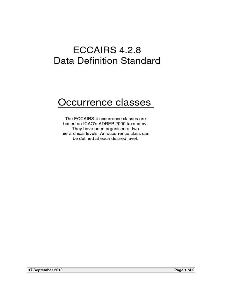 Eccairs occurence classification pdf aircraft aviation