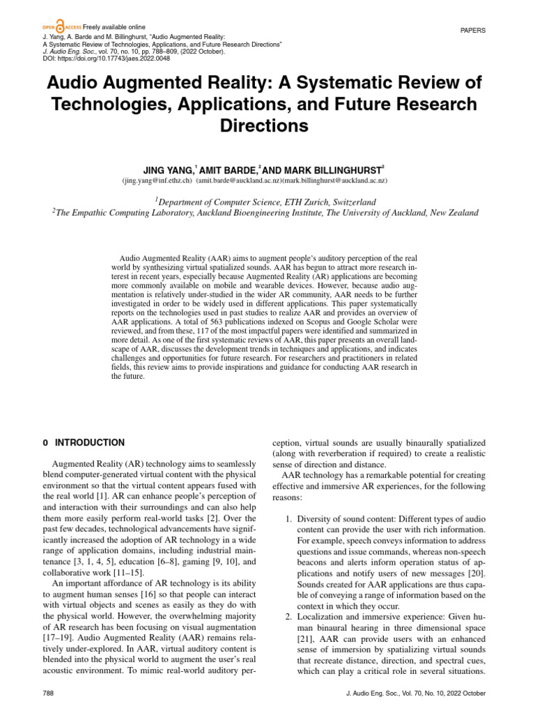 Audio Augmented Reality | PDF | Augmented Reality | Inertial Navigation ...