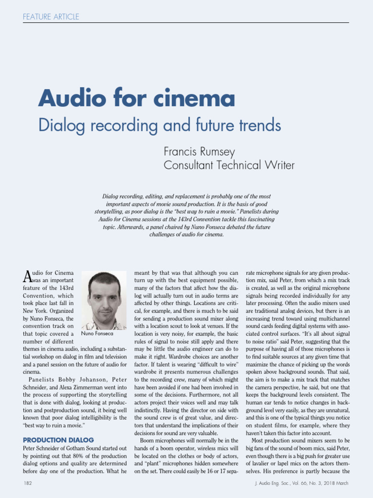 Dialog Recording Insights for Cinema | PDF | Microphone | Audio Engineer