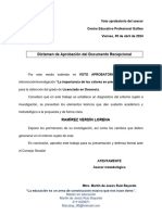 Dictamen de Aprobación Del Documento Recepcional