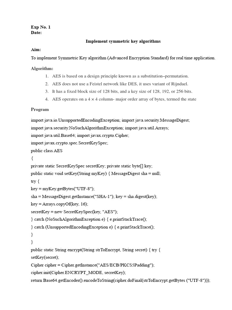 Java AES String Encryption Example | PDF | Transmission Control ...