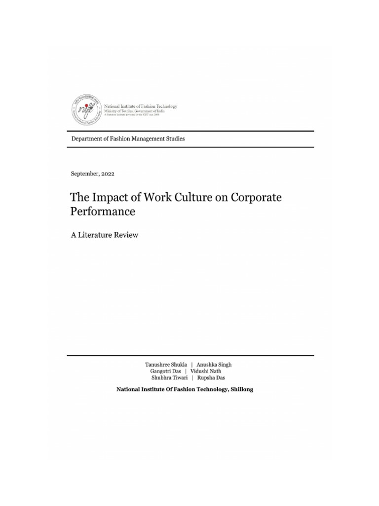 The Impact of Work Culture On Corporate Performance | PDF ...