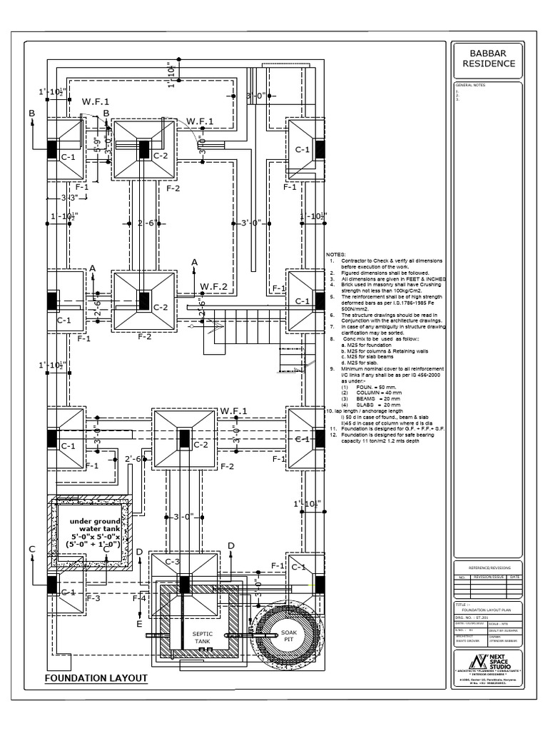 Foundation Layout Plan for Babbar Residence | PDF | Building Technology ...
