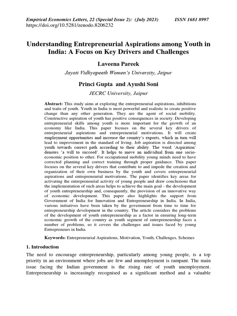 Youth Entrepreneurship in India: Drivers & Challenges | PDF ...