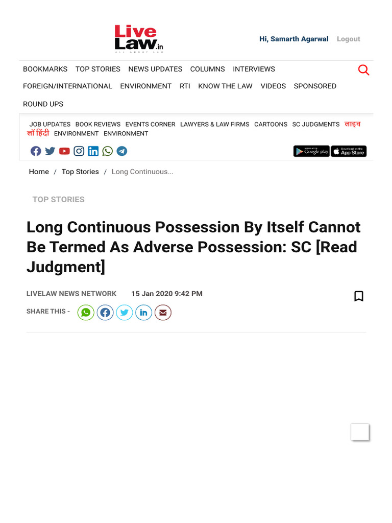 3-Long Continuous Possession by Itself Cannot Be Termed As Adverse ...