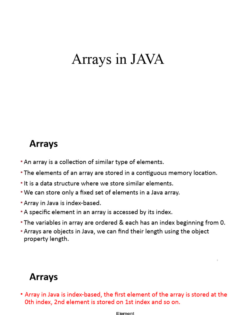 Unit-I - 2arrays in JAVA | PDF | Software Development | Programming ...