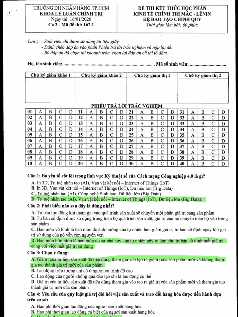 Đề KTCTM 1 | PDF