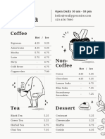 Black and White Doodle and Simple Cafe Menu