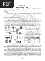 Science 9: Quarter 4 Module 7 Week 7 How Electrical Energy Is Generated, Transmitted, and Distributed?