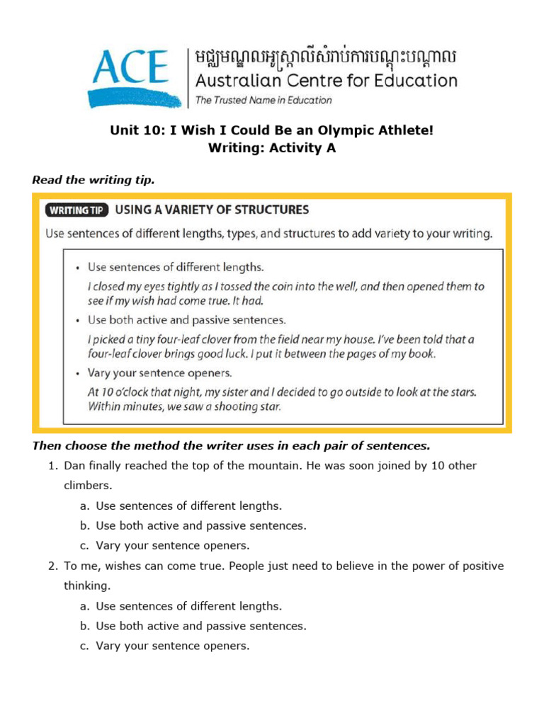 Writing - Activity | PDF