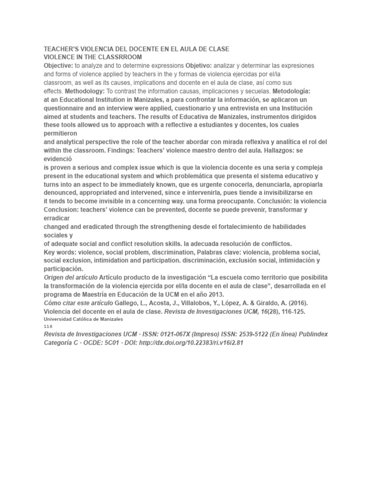 Violencia Docente Pdf Enseñando Escuelas