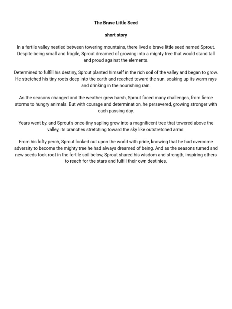 The Brave Little Seed's Journey | PDF