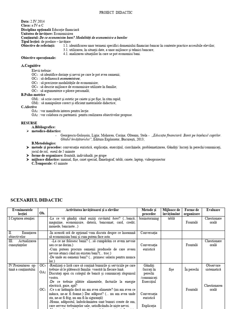 360 Proiect Didactic | PDF