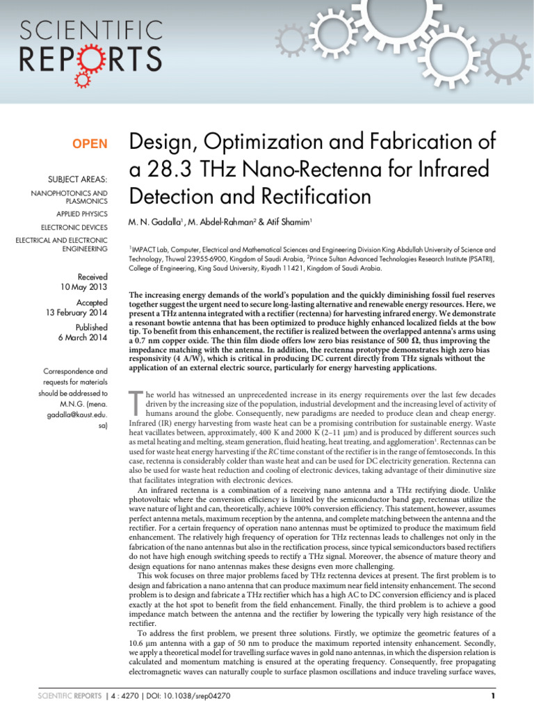 Design, Optimization and Fabrication of A 28.3 THZ Nano-Rectenna For ...