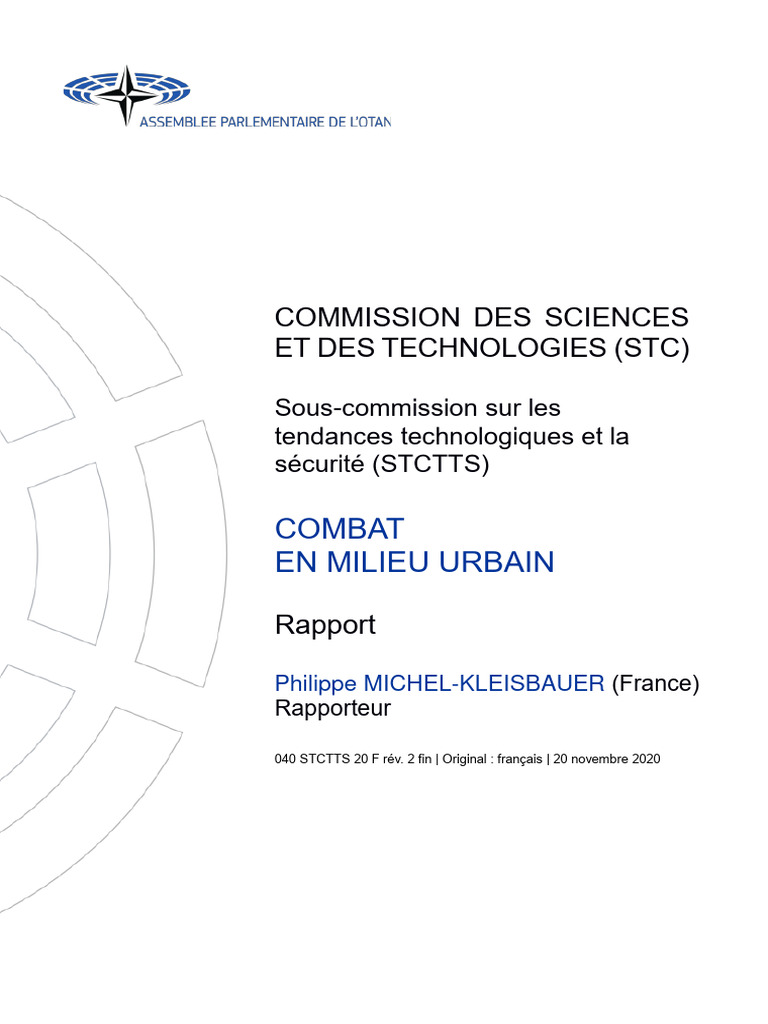 Rapport sur le combat urbain 2020 | PDF | OTAN | Drone