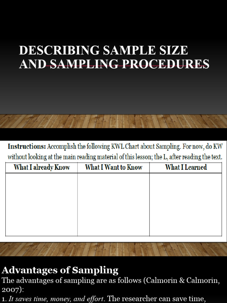 PR2 Q2 W1 3describing Sample Size and Sampling Procedures | PDF ...