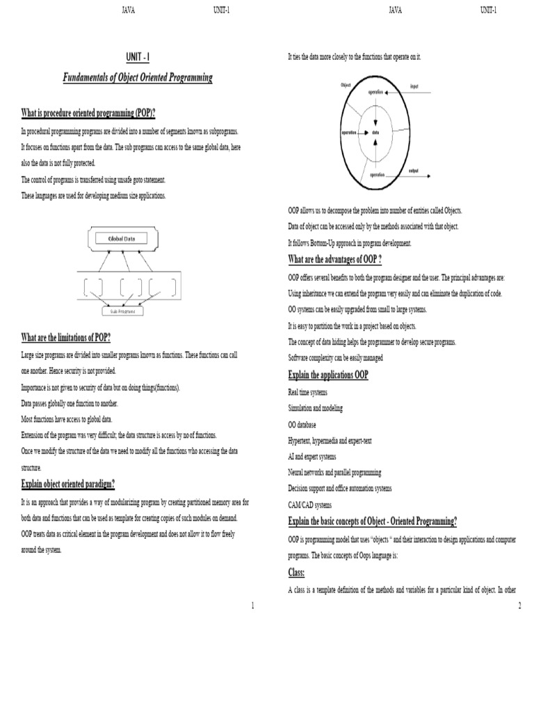 Fundamentals of Object Oriented Programming | PDF | Data Type | Java ...