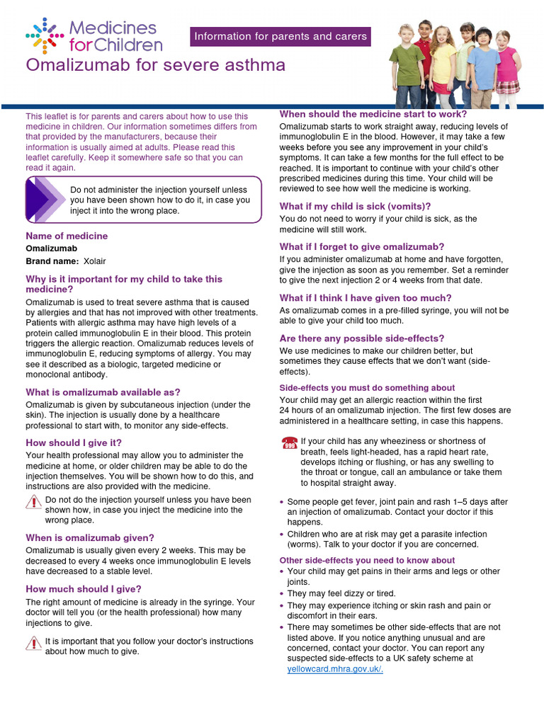 Omalizumab For Severe Asthma | PDF | Allergy | Injection (Medicine)