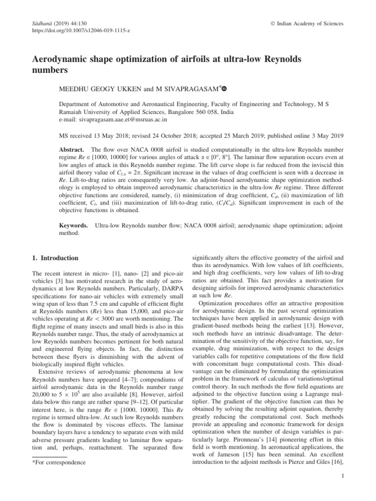 Ultra-Low Reynolds Airfoil Optimization | PDF | Airfoil | Mathematical ...