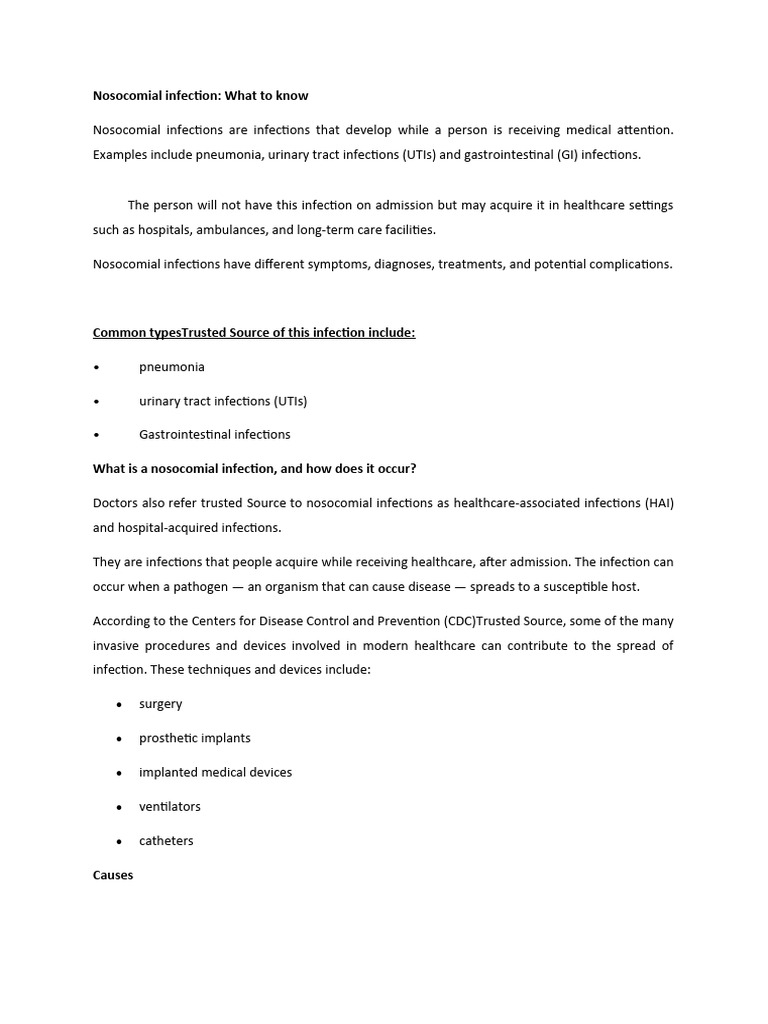 Nosocomial Infection | PDF | Infection | Hospital Acquired Infection