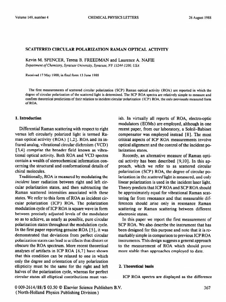Scattered Circular Polarization ROA | PDF | Polarization (Waves ...