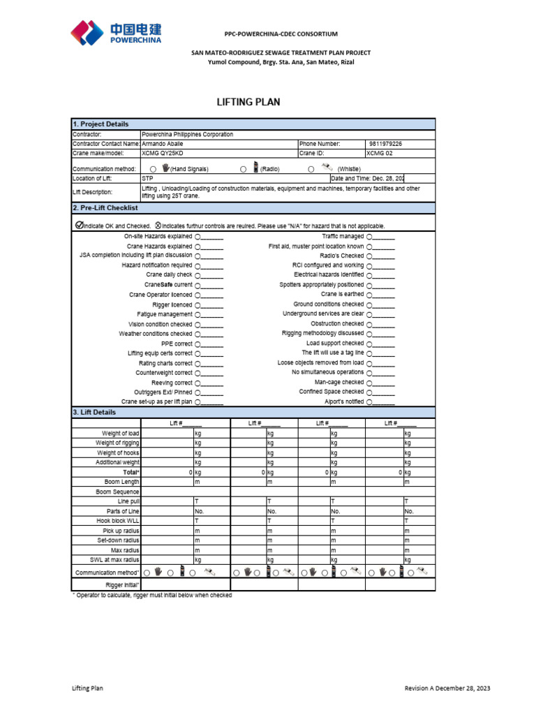 Lifting Plan (25T XCMG) | PDF | Crane (Machine)