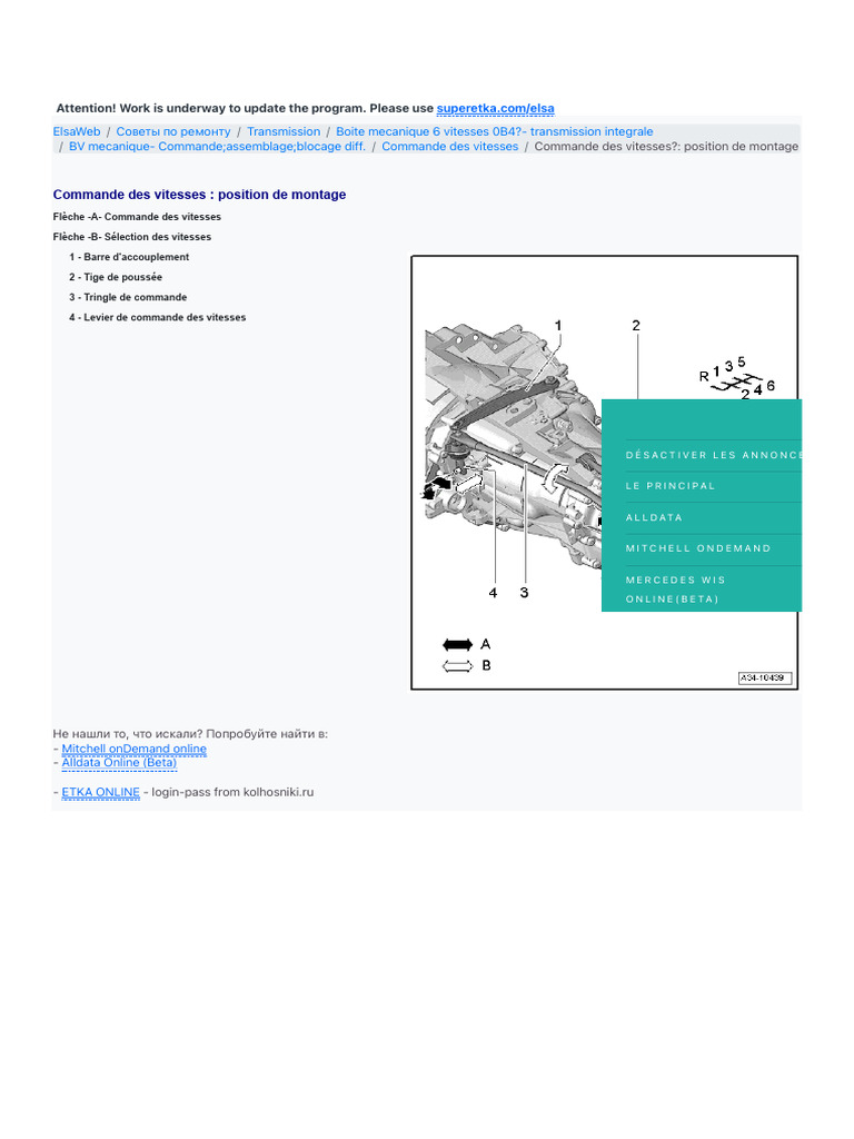 Mise à jour d'ElsaWeb pour Audi | PDF