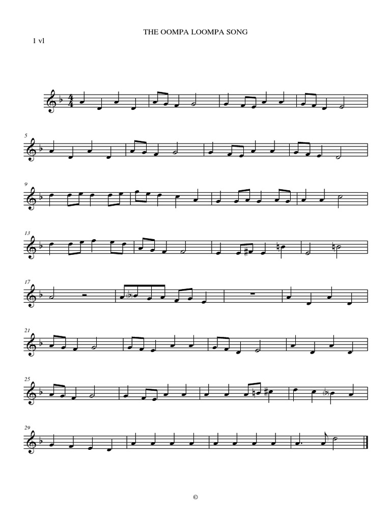 Oompa Lompa - Violin I.mus | PDF