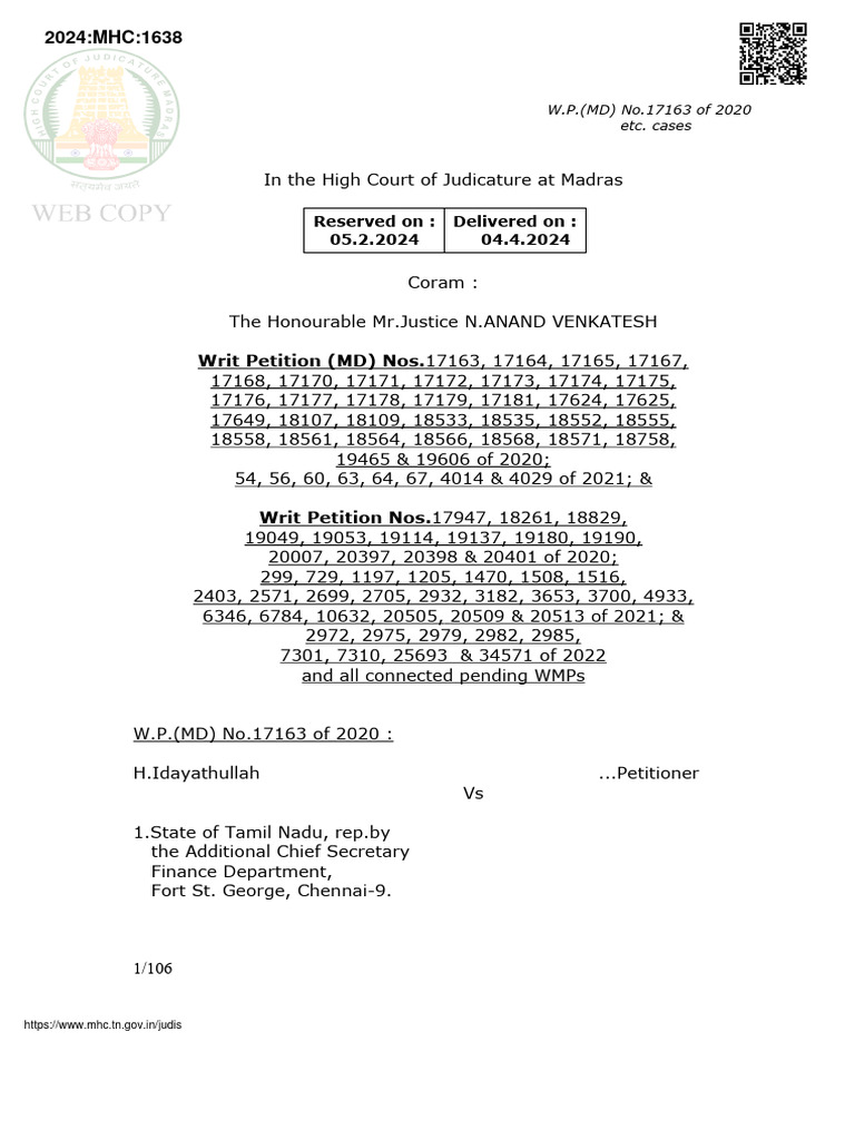 Paycase Judgement WP20401 PDF Supreme Court Of India Pension