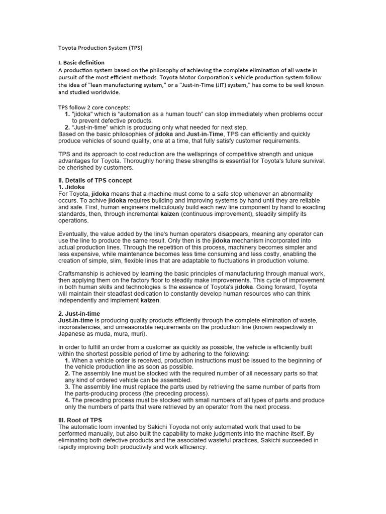 Toyota Production System | PDF | Lean Manufacturing | Toyota