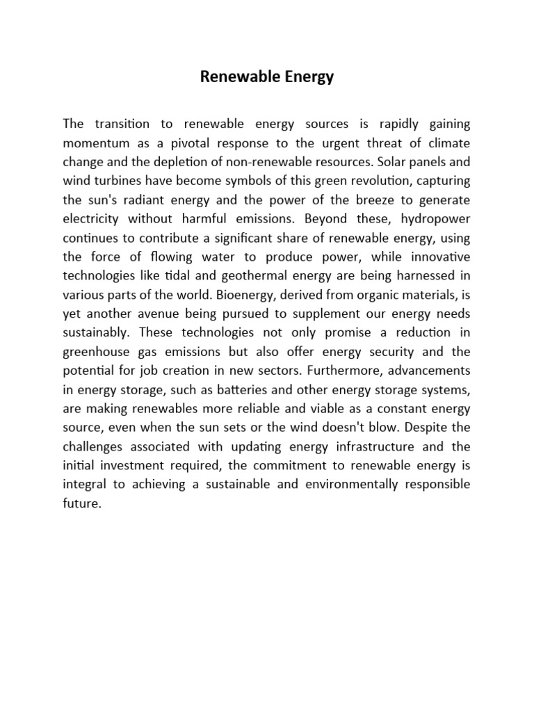 Transitioning to Renewable Energy Solutions | PDF