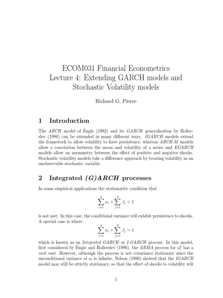 ECOM031 Financial Econometrics Lecture 4: Extending GARCH Models and ...