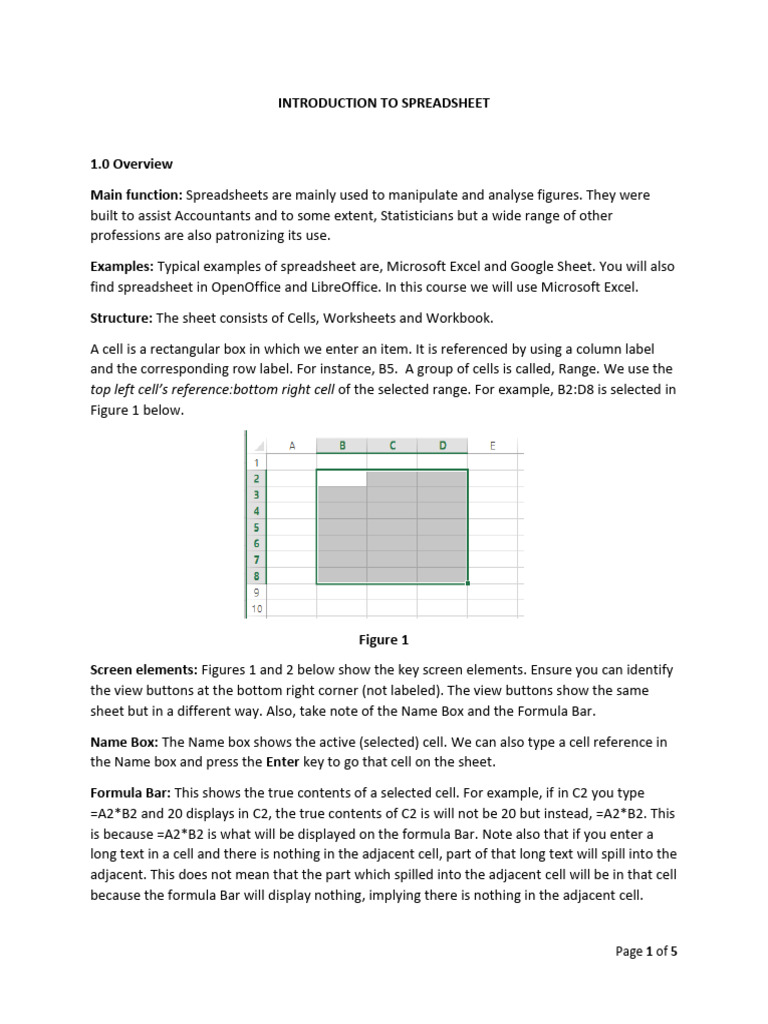 Intro to spreadsheet pdf spreadsheet microsoft excel