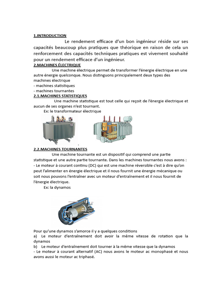 Manipulations de Machines Électriques | PDF | Machine | Composants ...